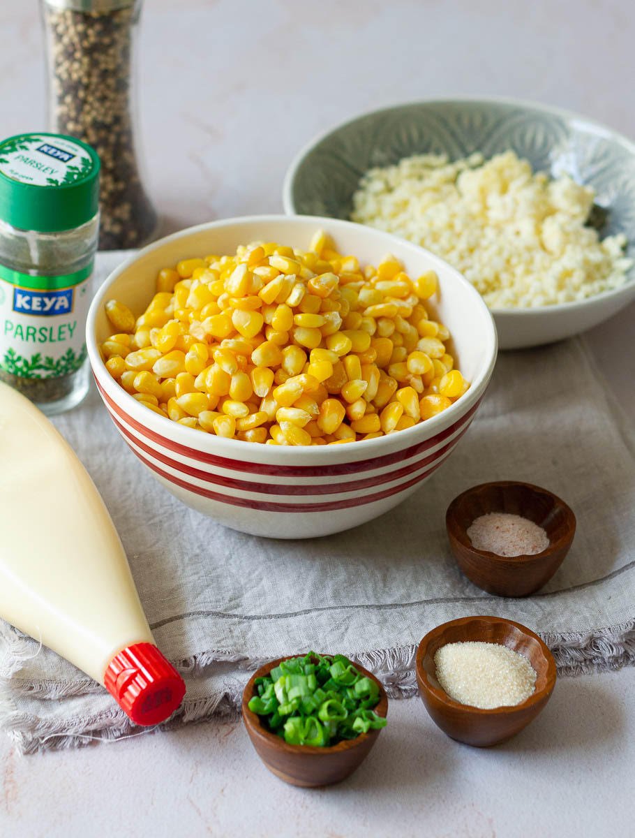 Ingredients for making Korean corn cheese