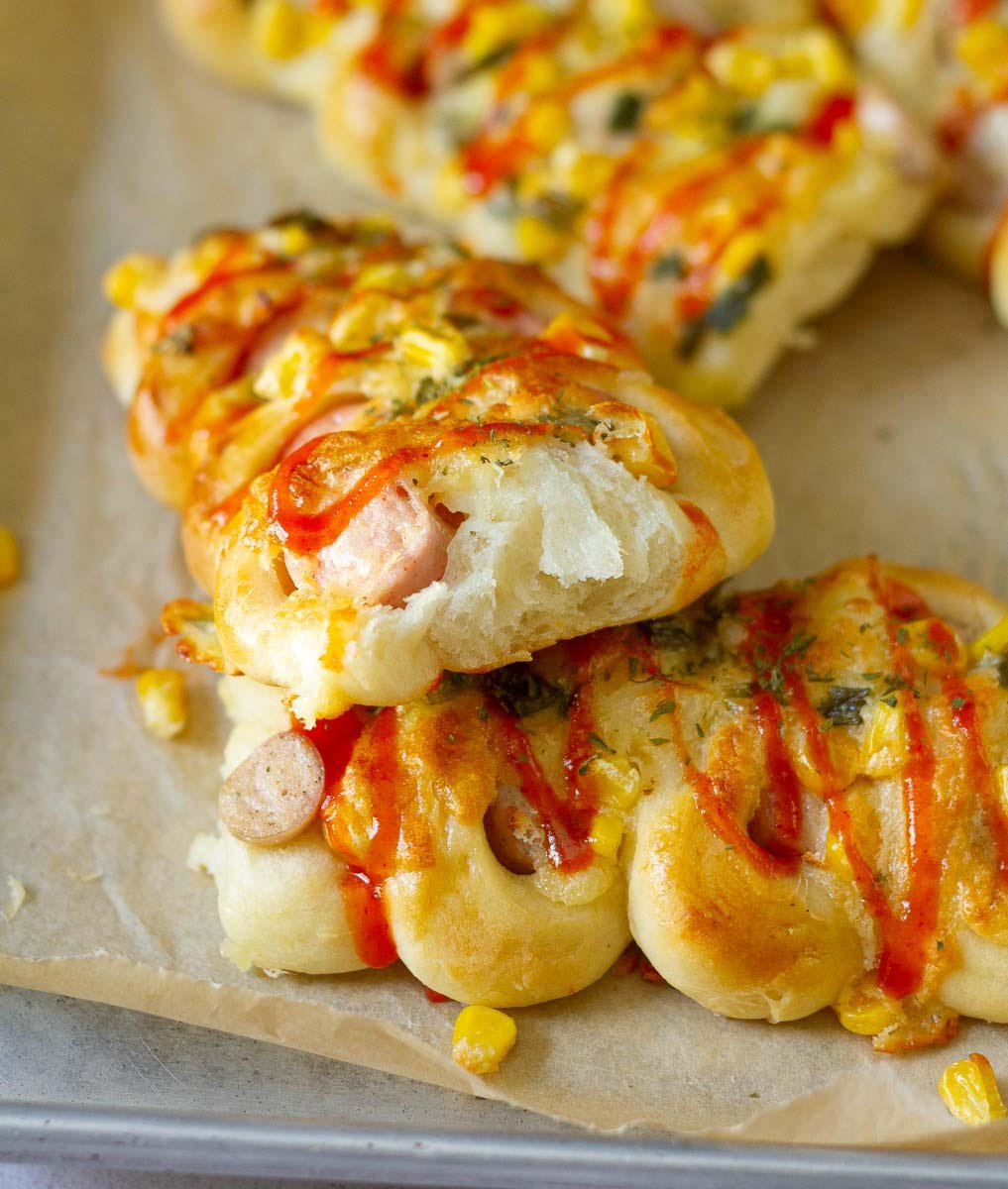 Twisty Korean Sausage Bread (Hotdog Bread)