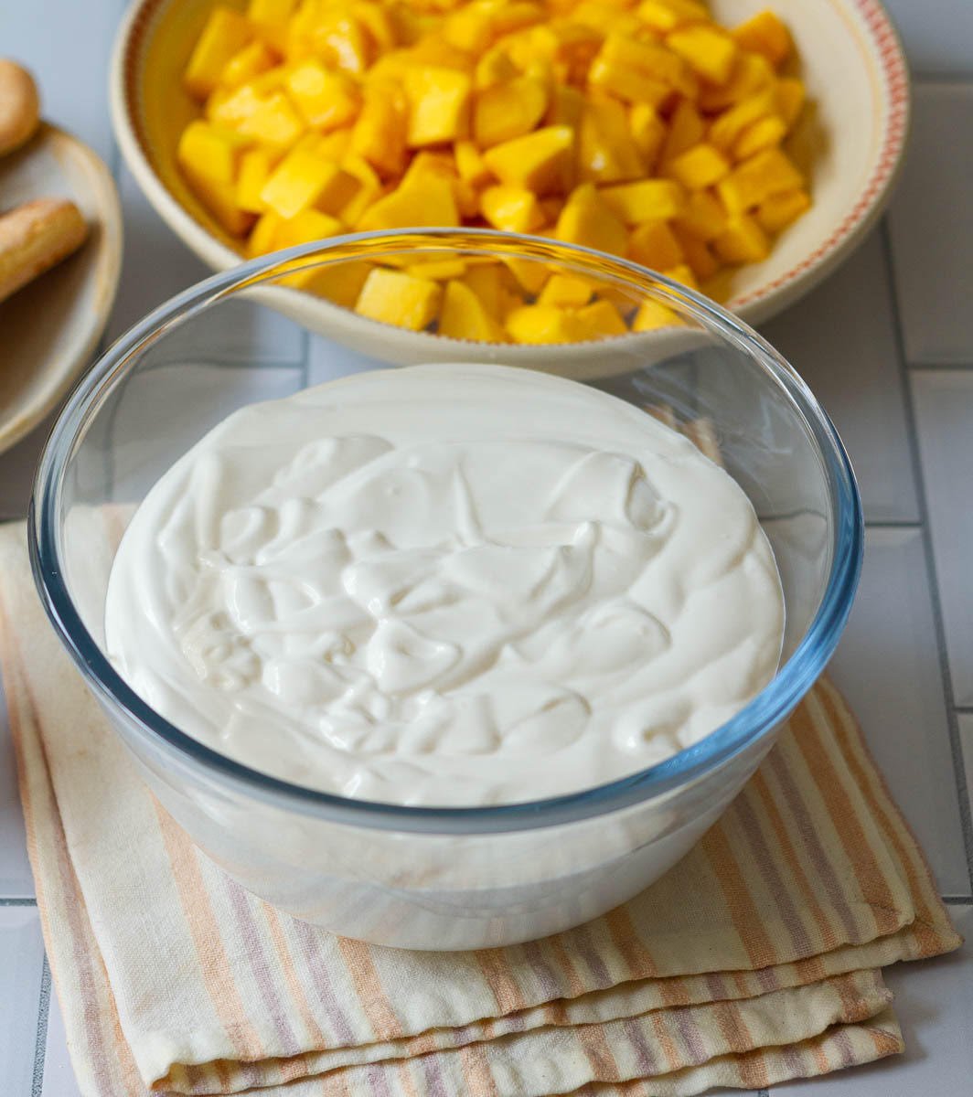 Whipped cream in a bowl