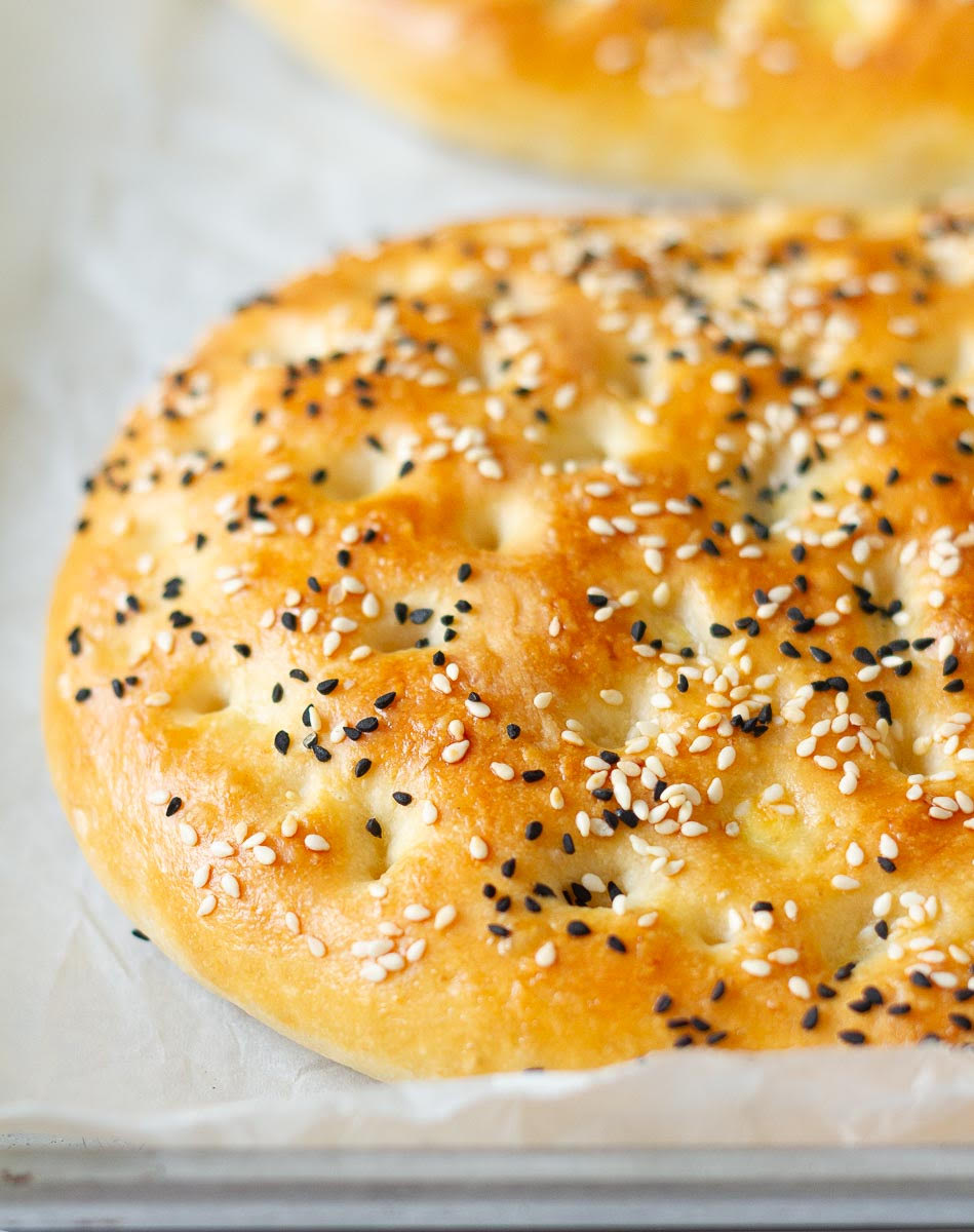 Baked Turkish pide bread