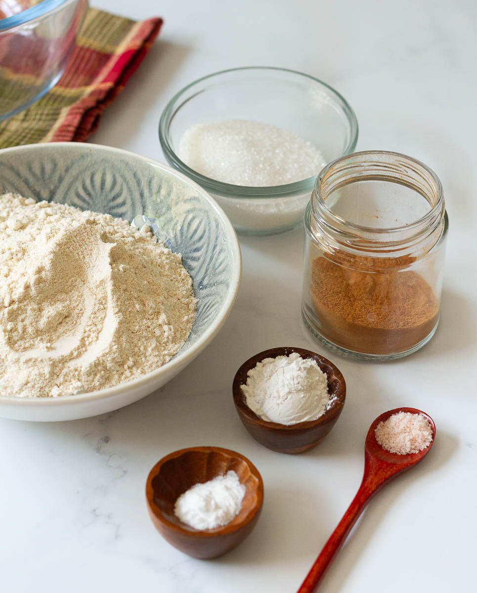 Dry ingredients for Biscoff banana bread