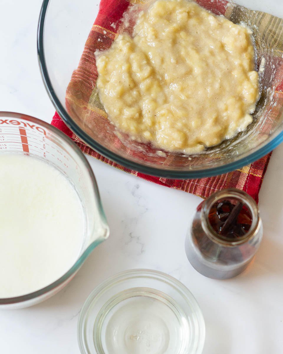 Wet Ingredients for Biscoff banana bread