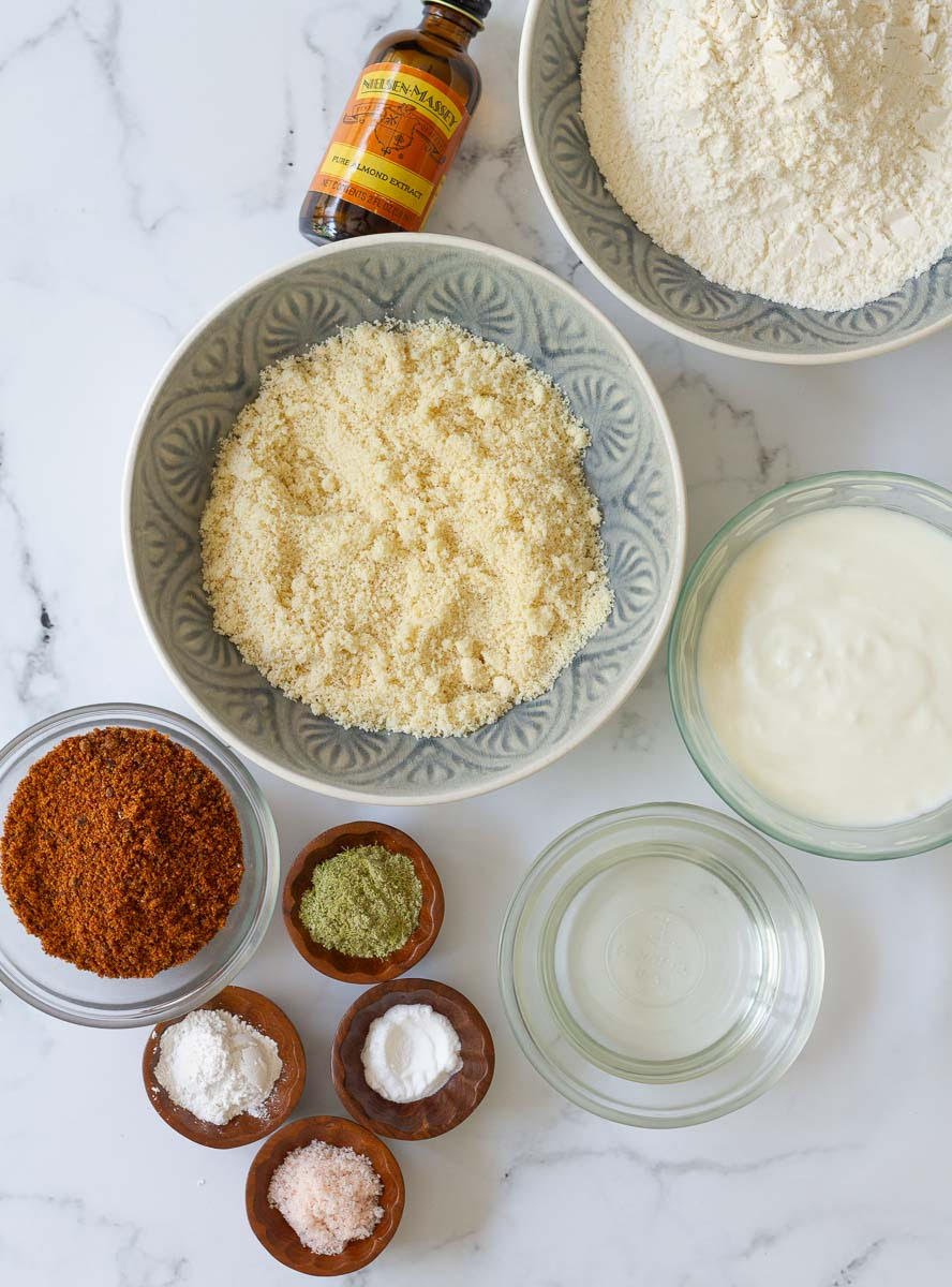 Ingredients for making Cardamom Almond Tea Cake