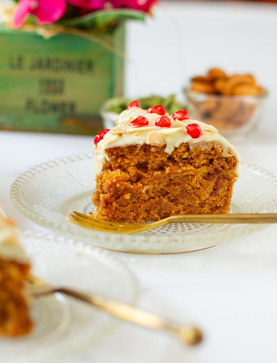 A slice of Cardamom Almond Tea Cake