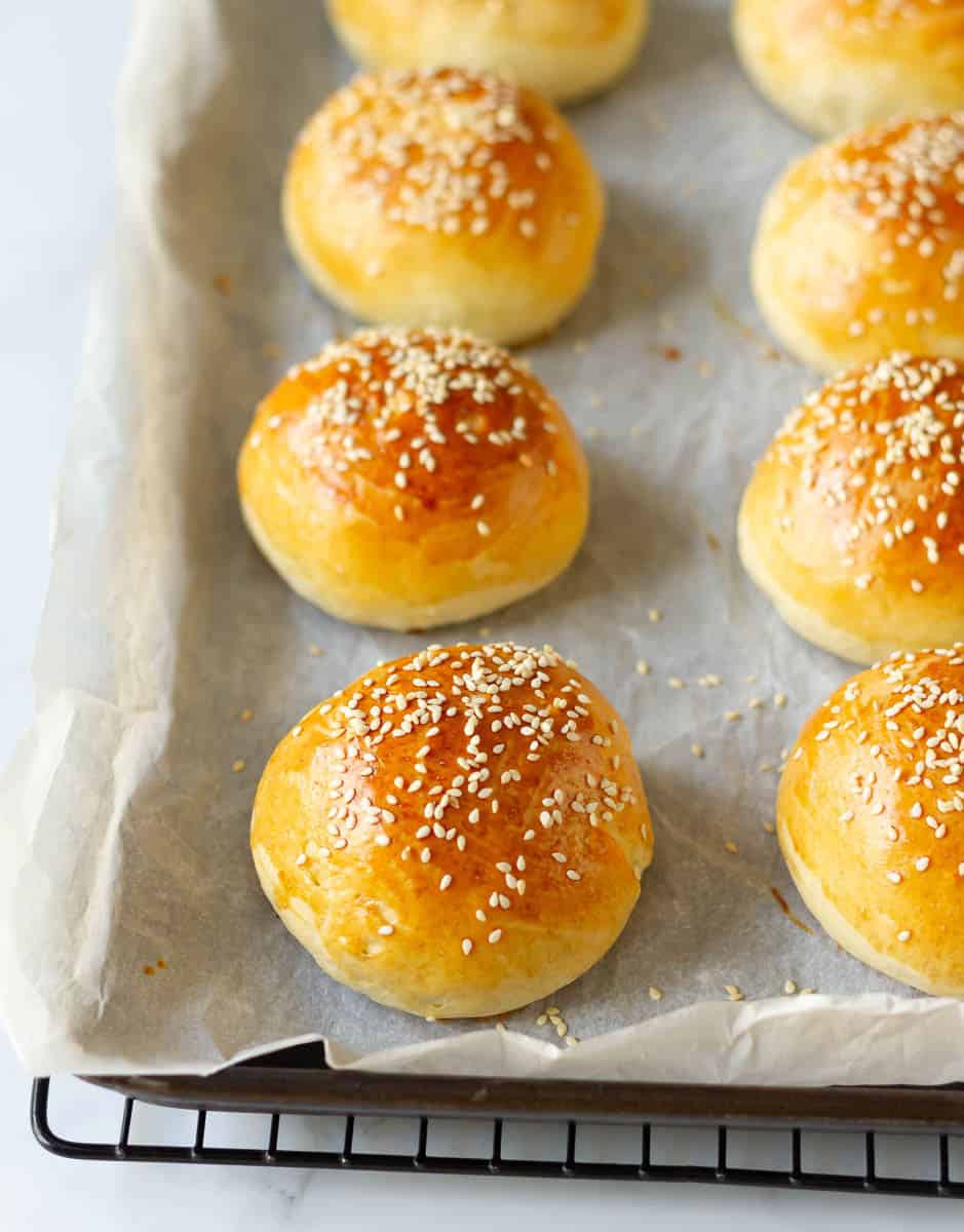 Baked brioche buns