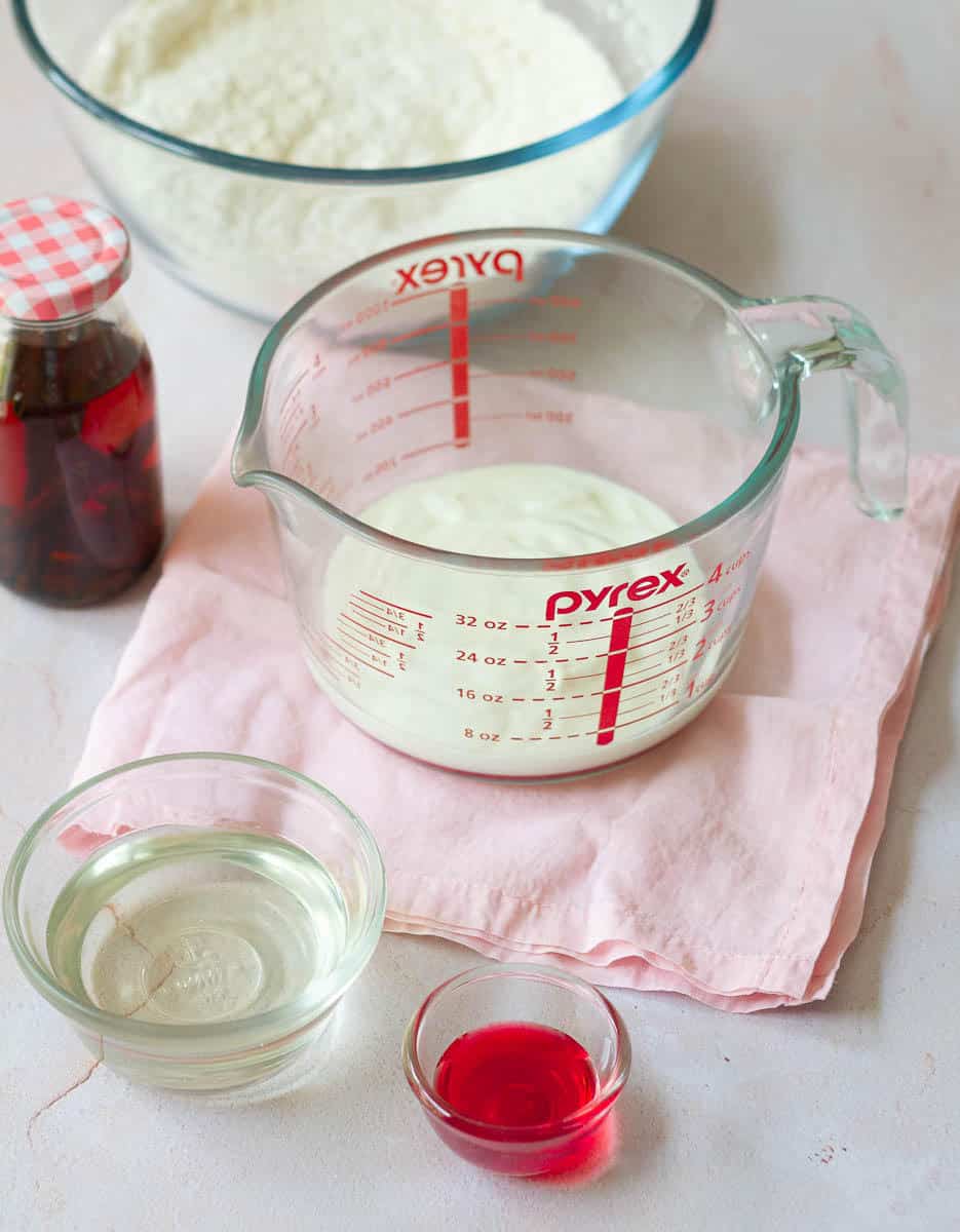 Wet ingredients for rose tres leches