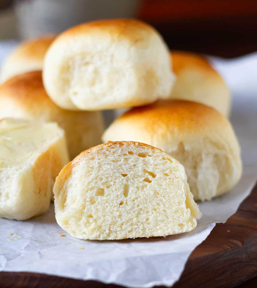 cross section of Condensed Milk Bread Rolls 