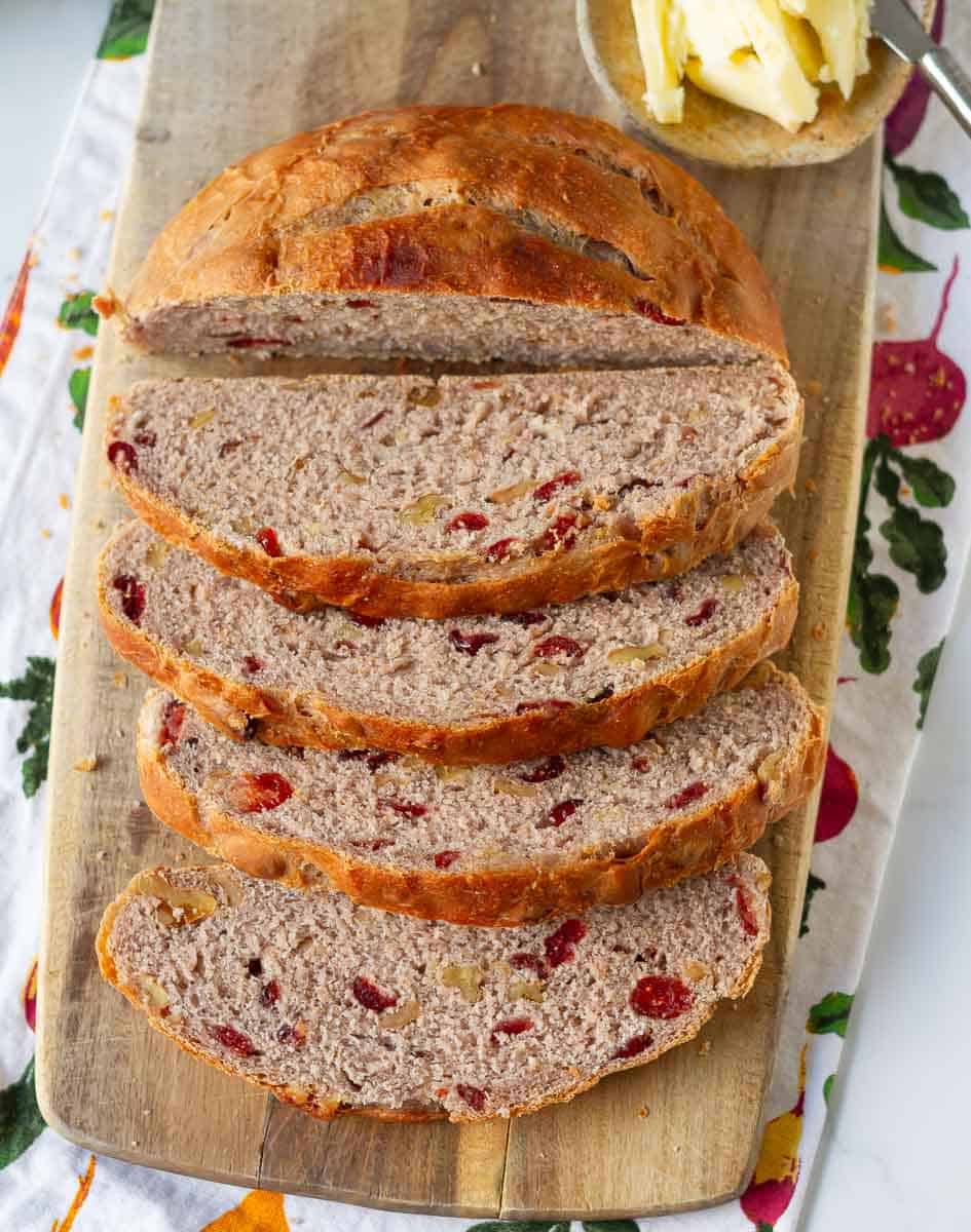 sliced Cranberry Walnut Bread 