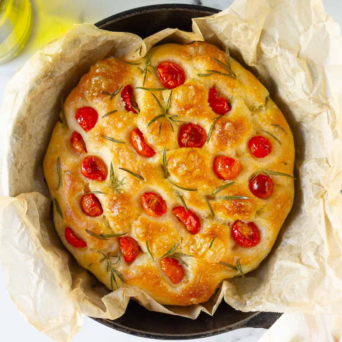 mini no-knead focaccia