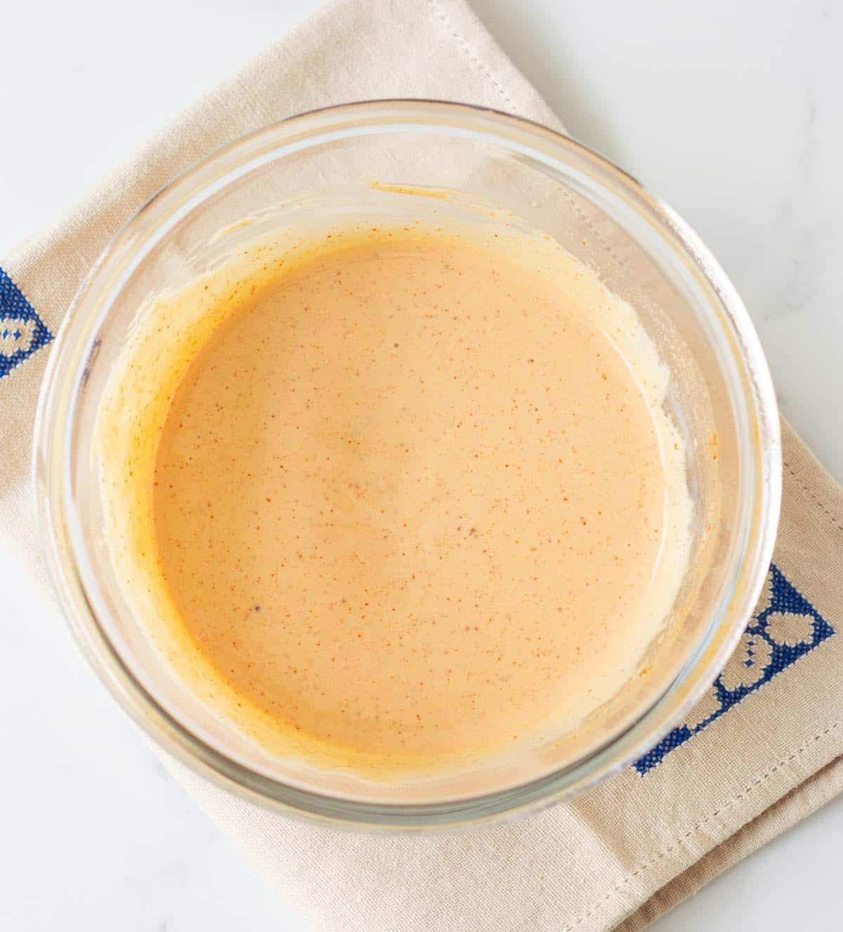 yum yum sauce in a mixing bowl.