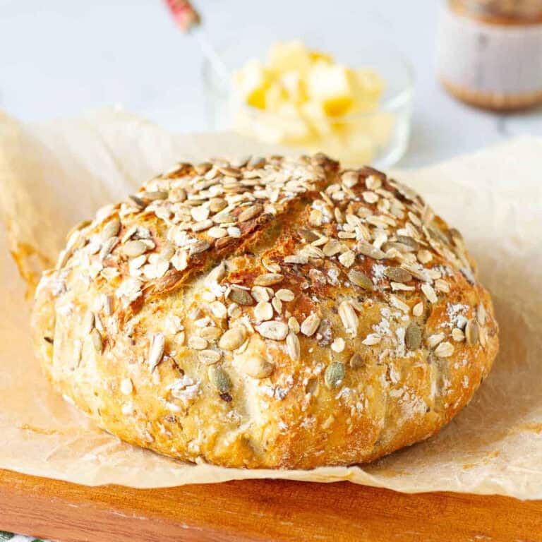 No-Knead Seeded Oatmeal Bread