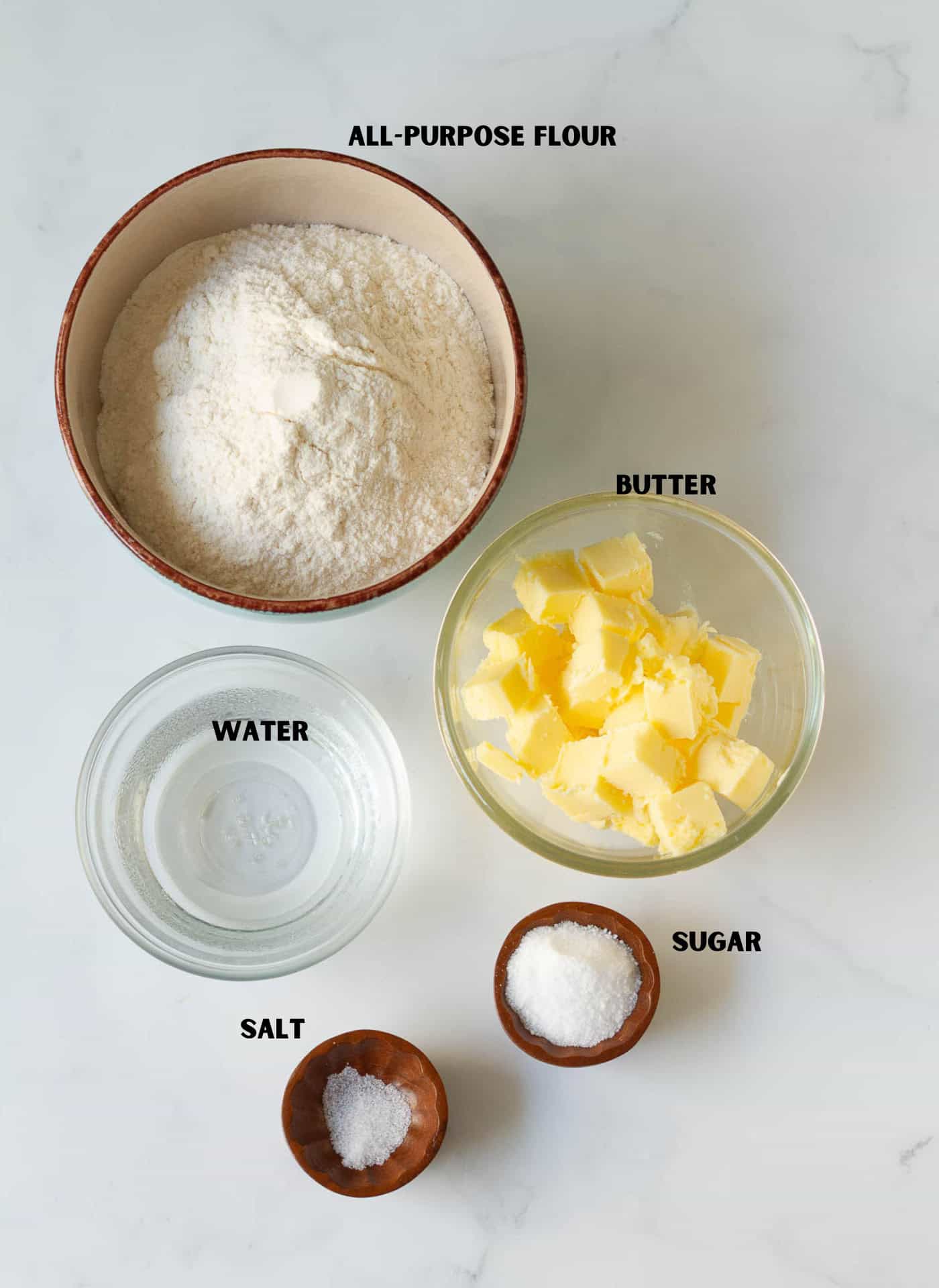 Ingredients for making pie crust.